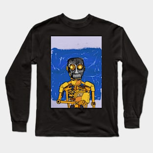 Love NFT - A Golden Affair: Golden Robot Character with Street Mask and Glass Eyes Long Sleeve T-Shirt